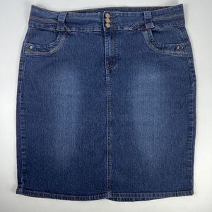No Fuze Denim Pencil Skirt Women’s Size 18 Blue Jean Soft‎ Stretch Knee Length